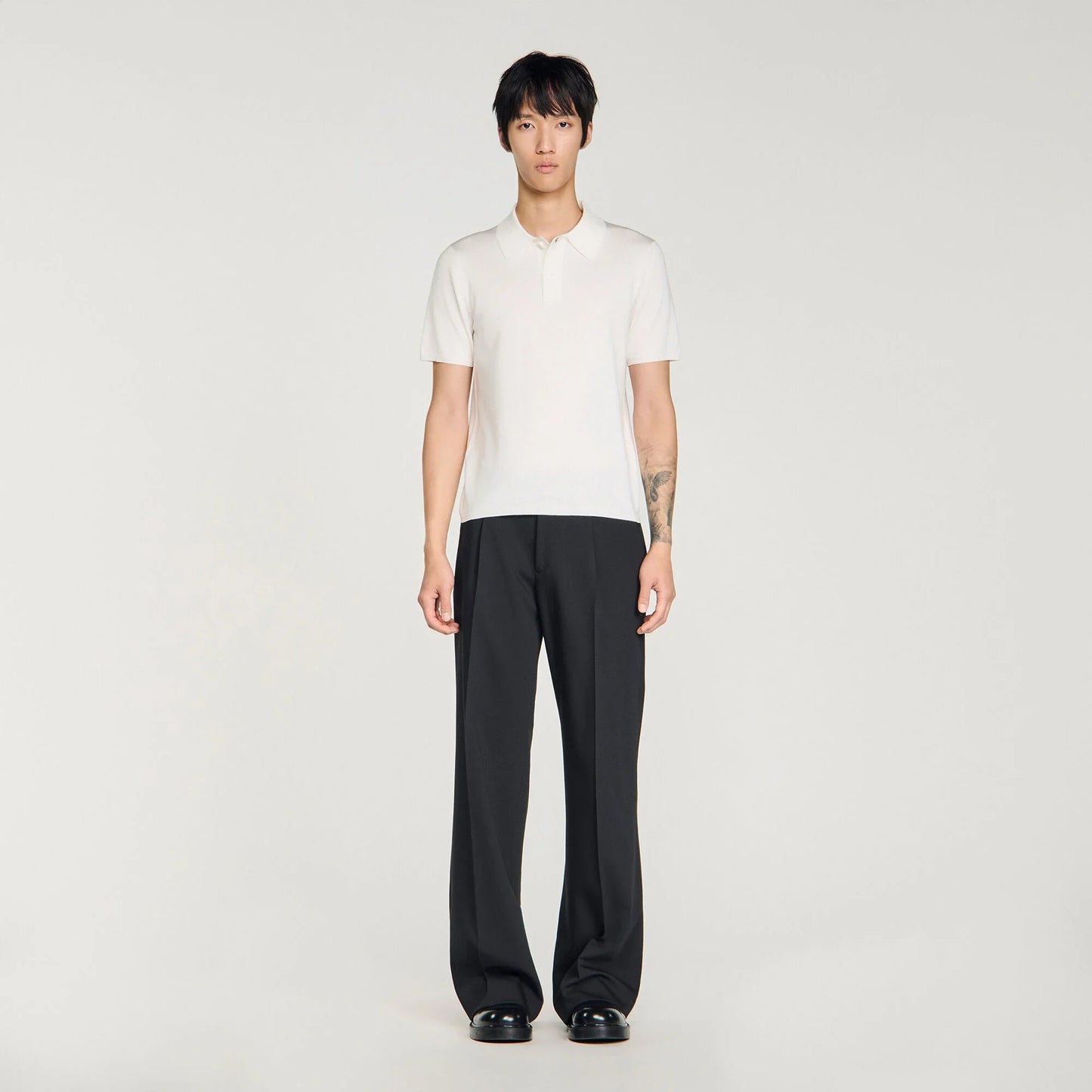 Pablo Short-Sleeve Knitted Polo Shirt White