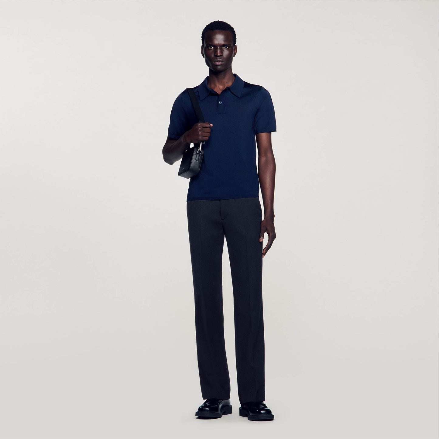 Knitted Polo Shirt Navy Blue