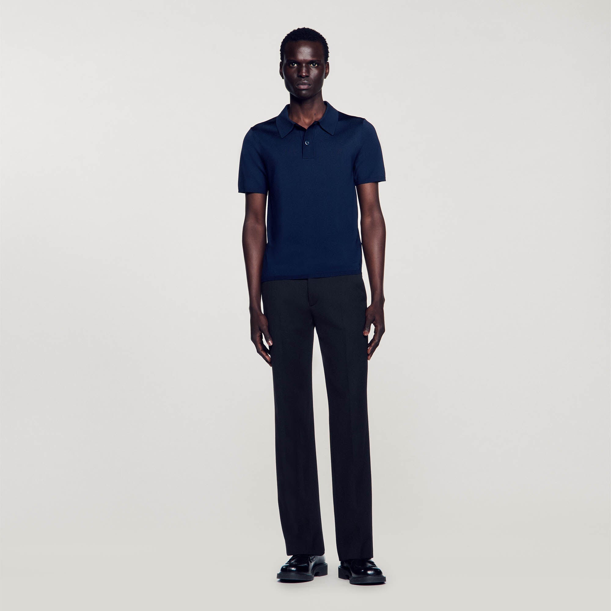 Knitted Polo Shirt Navy Blue