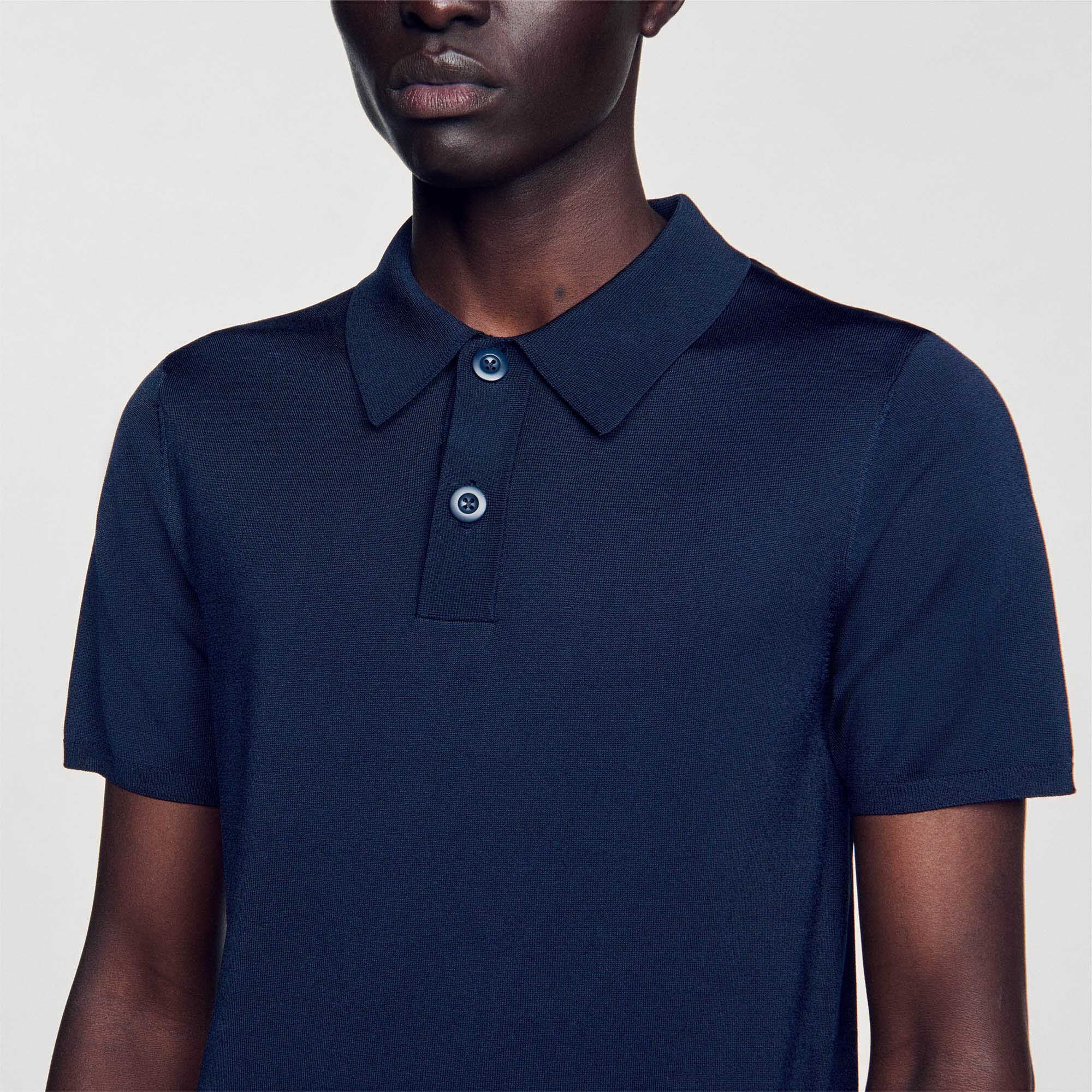 Knitted Polo Shirt Navy Blue