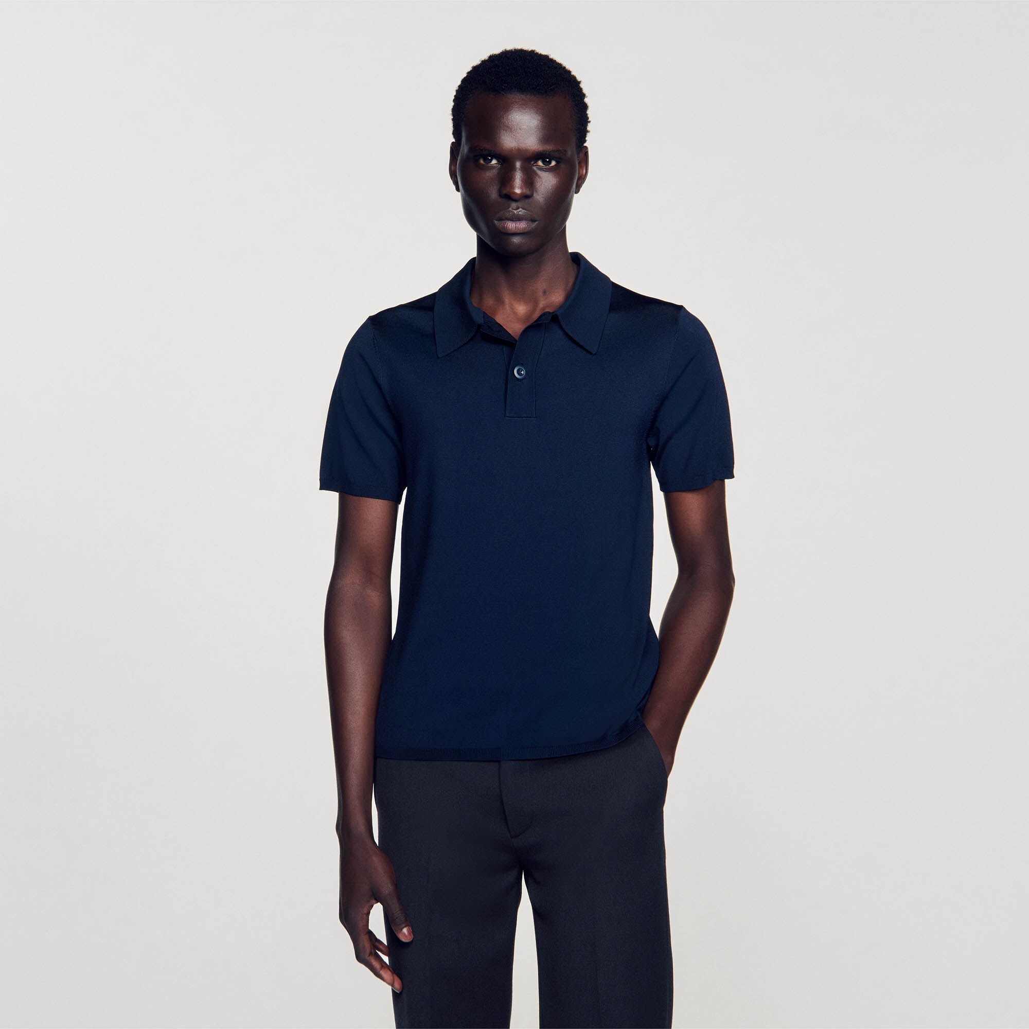 Knitted Polo Shirt Navy Blue