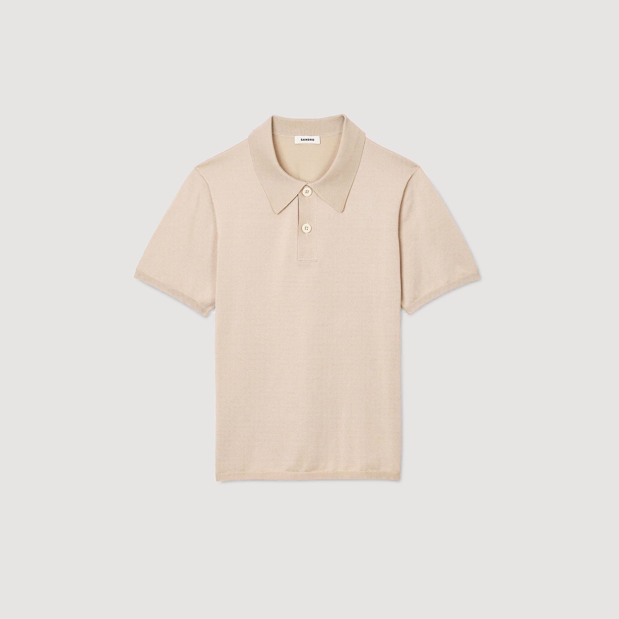 Short-Sleeve Knitted Polo Shirt Oats