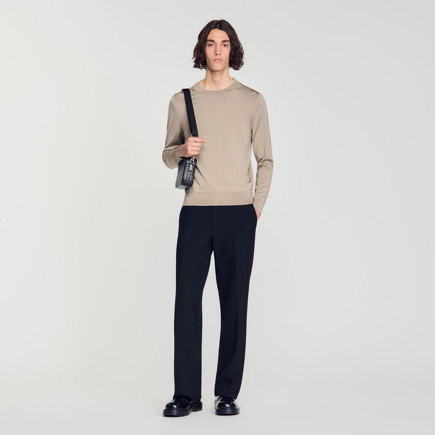 Pablo Crewneck Fine Knit Jumper Light Taupe