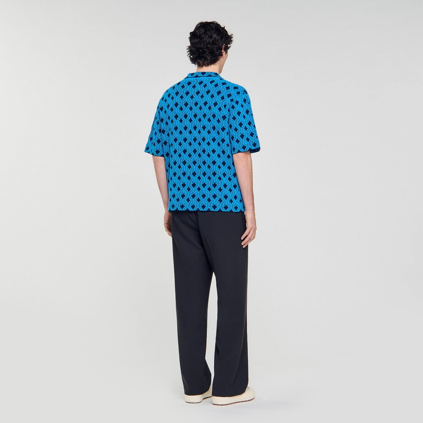 Terry Rope Shirt Rope Jacquard Cardigan Shirt Turquoise