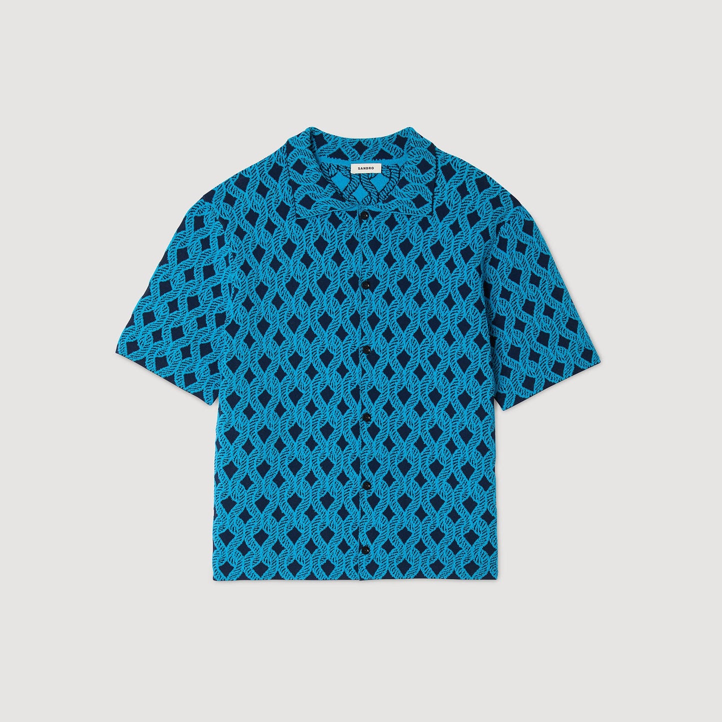 Terry Rope Shirt Rope Jacquard Cardigan Shirt Turquoise