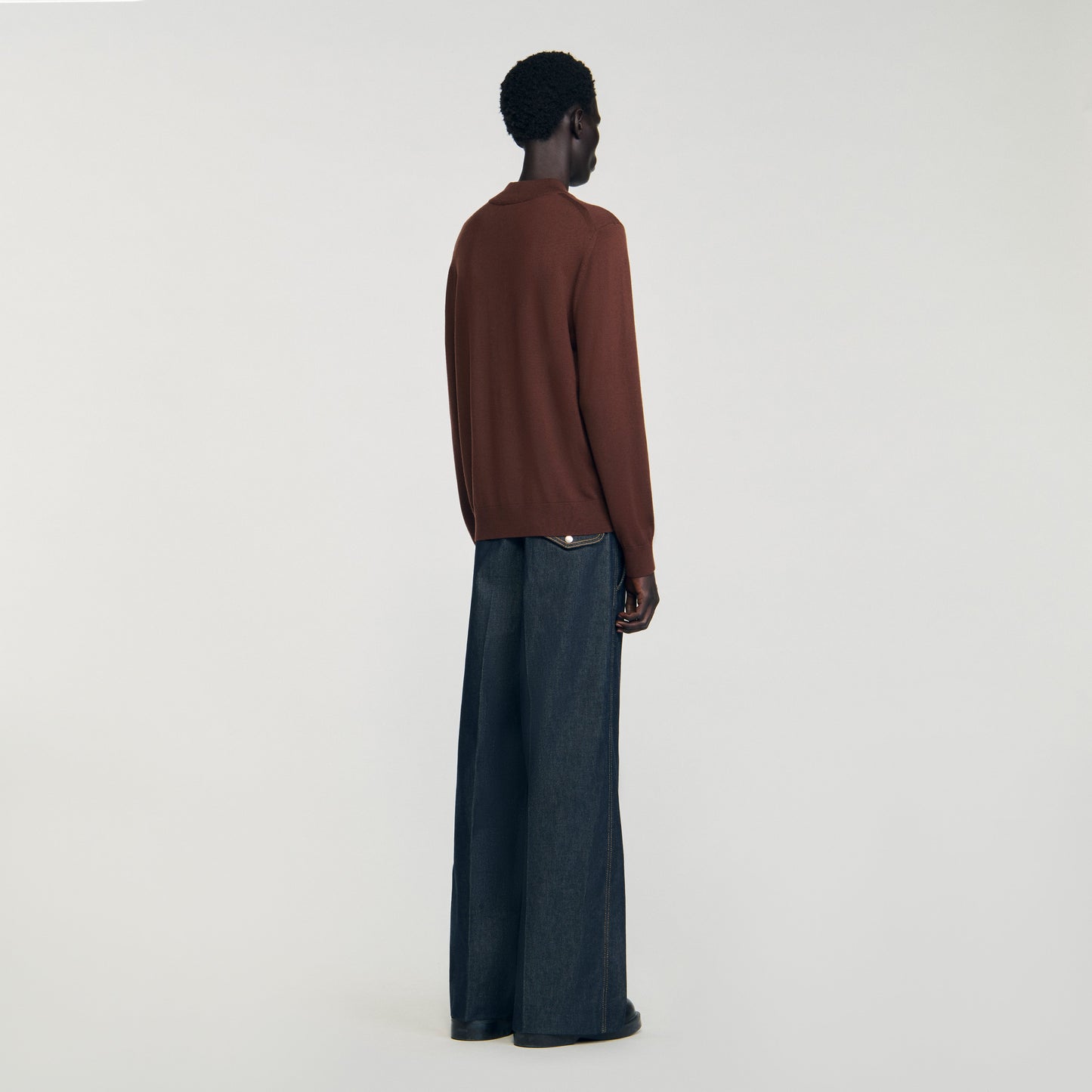 Industrial Wool jumper with high neck Cognac