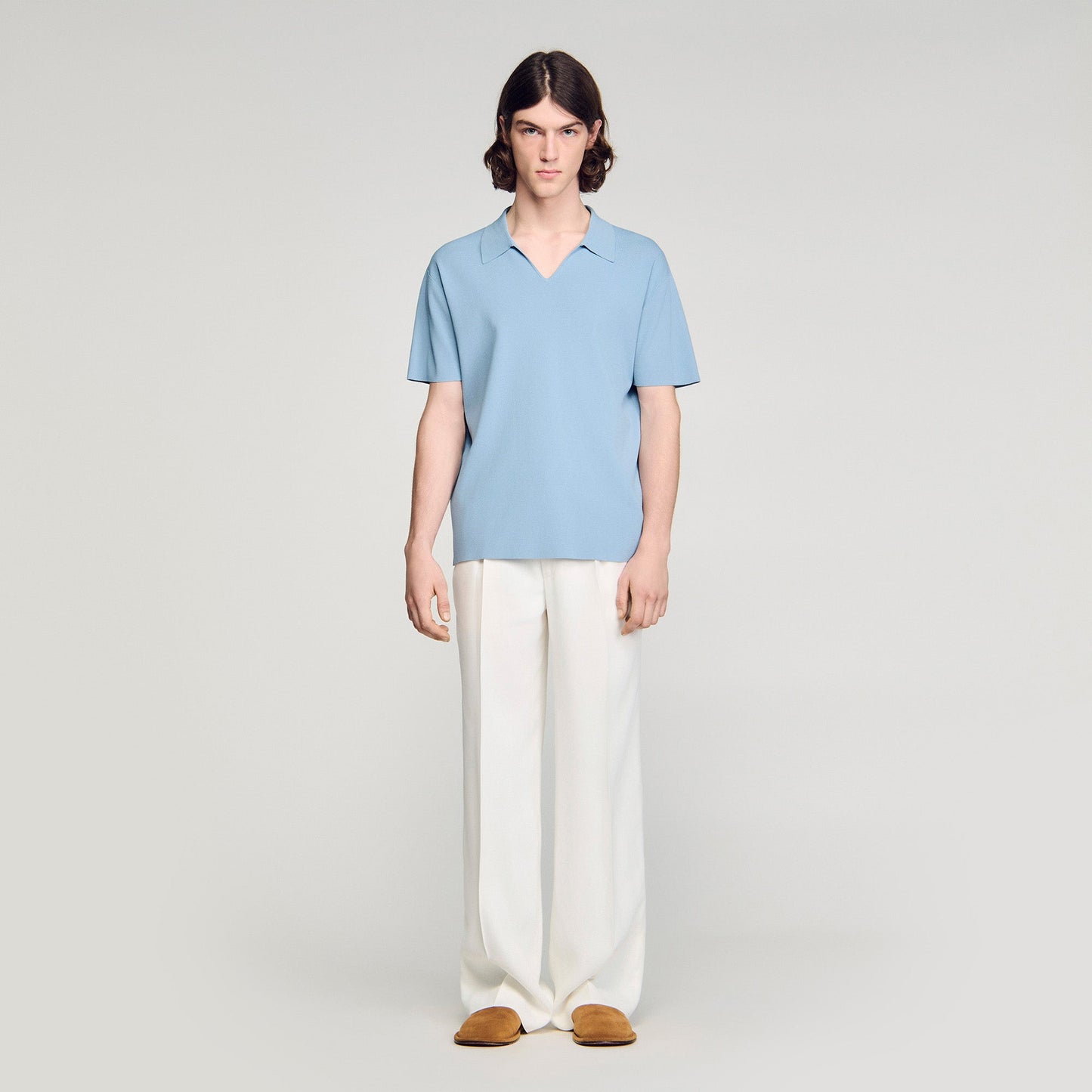 Riccardo Polo Stretch Knit Polo Shirt SKY BLUE