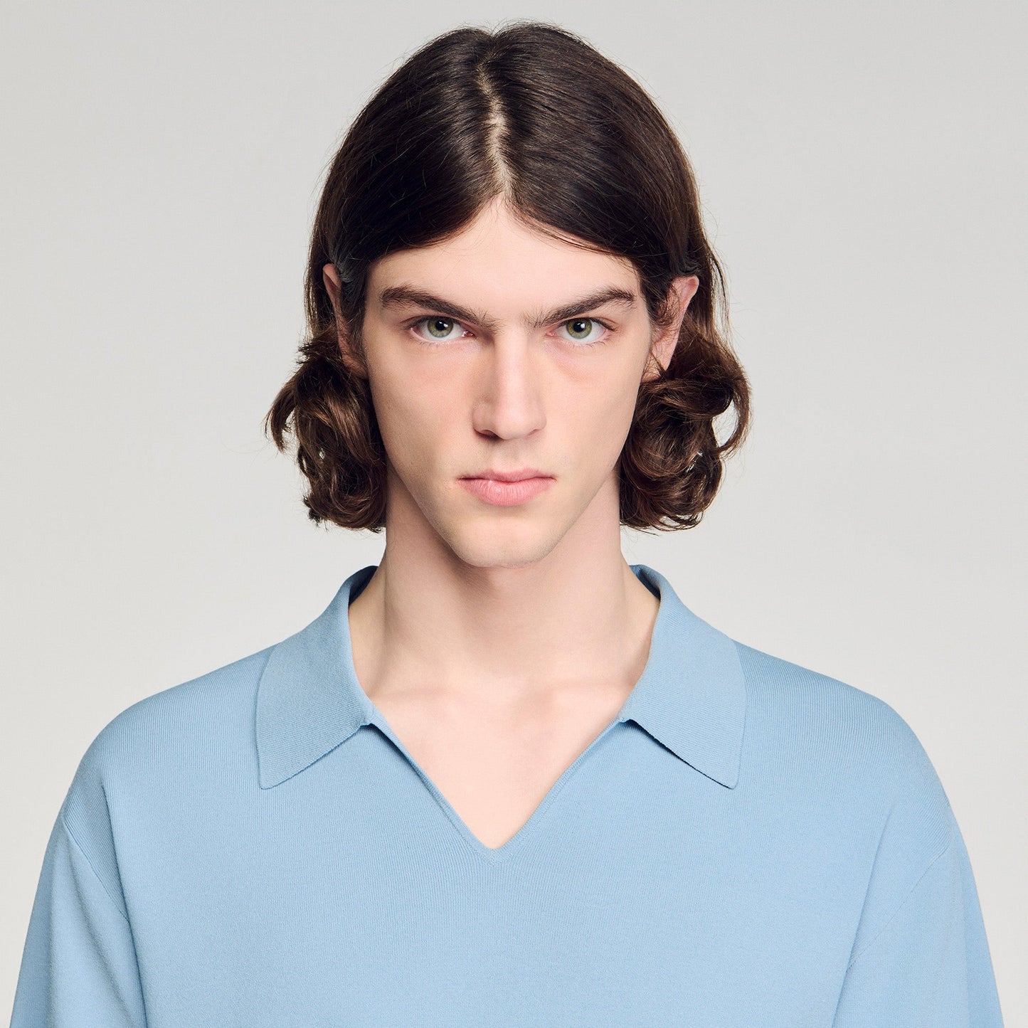 Riccardo Polo Stretch Knit Polo Shirt SKY BLUE