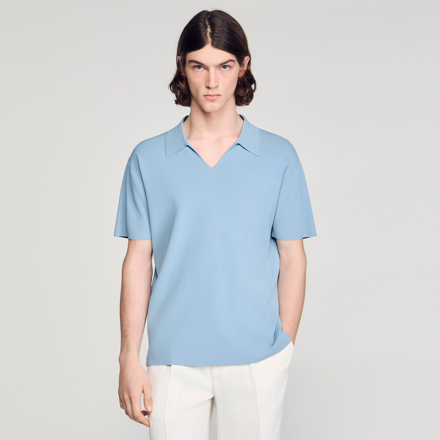 Riccardo Polo Stretch Knit Polo Shirt SKY BLUE