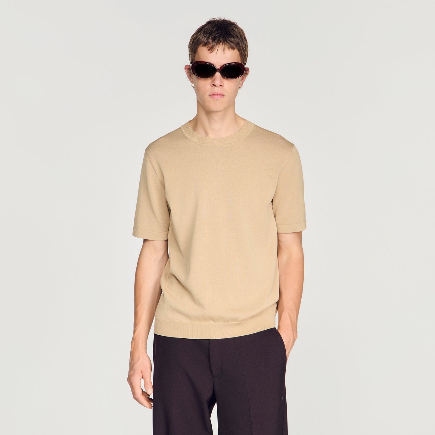 Pablo Tee Cotton Knitted T-Shirt Cappucino