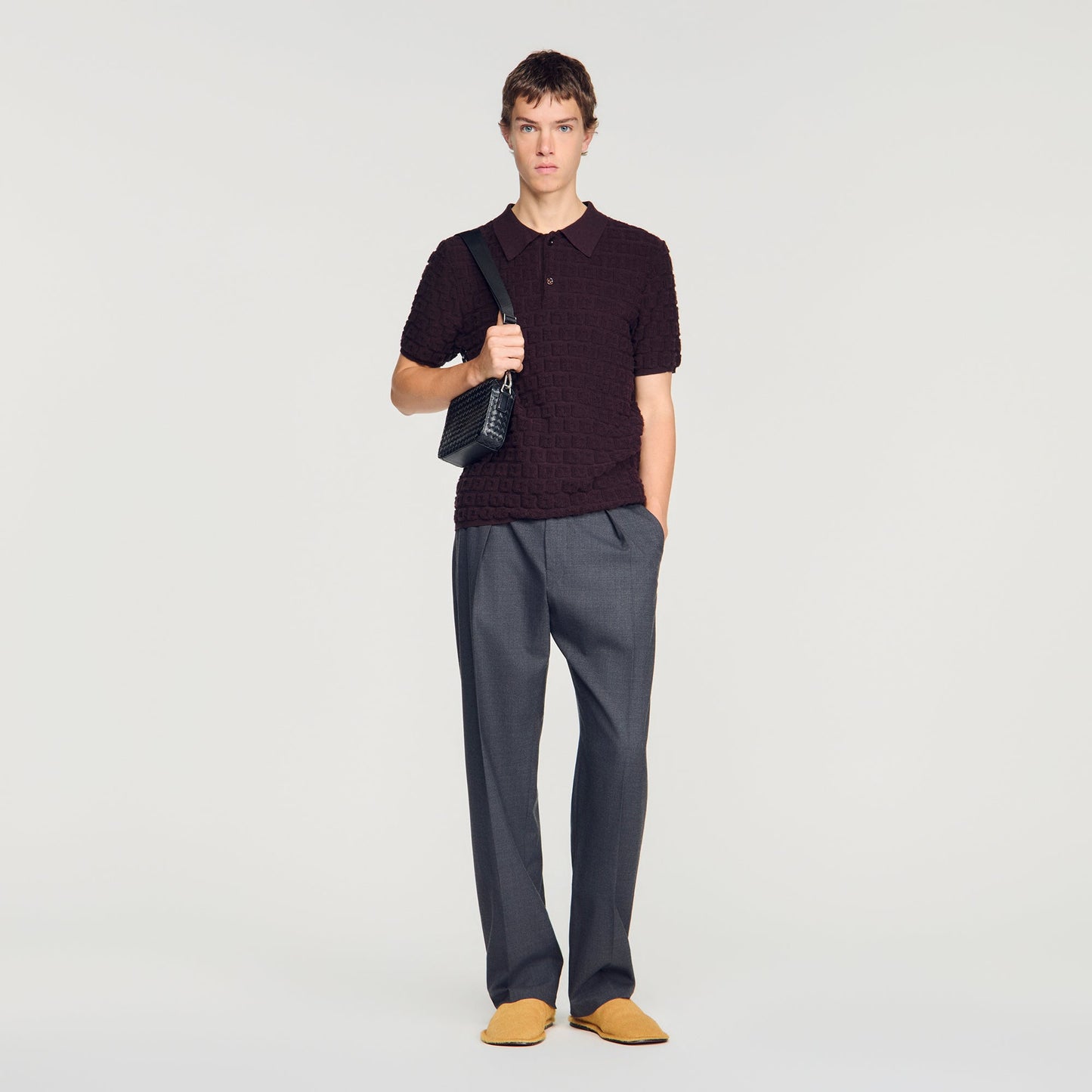 Sponge Polo Terry Knit Polo Shirt Chocolate