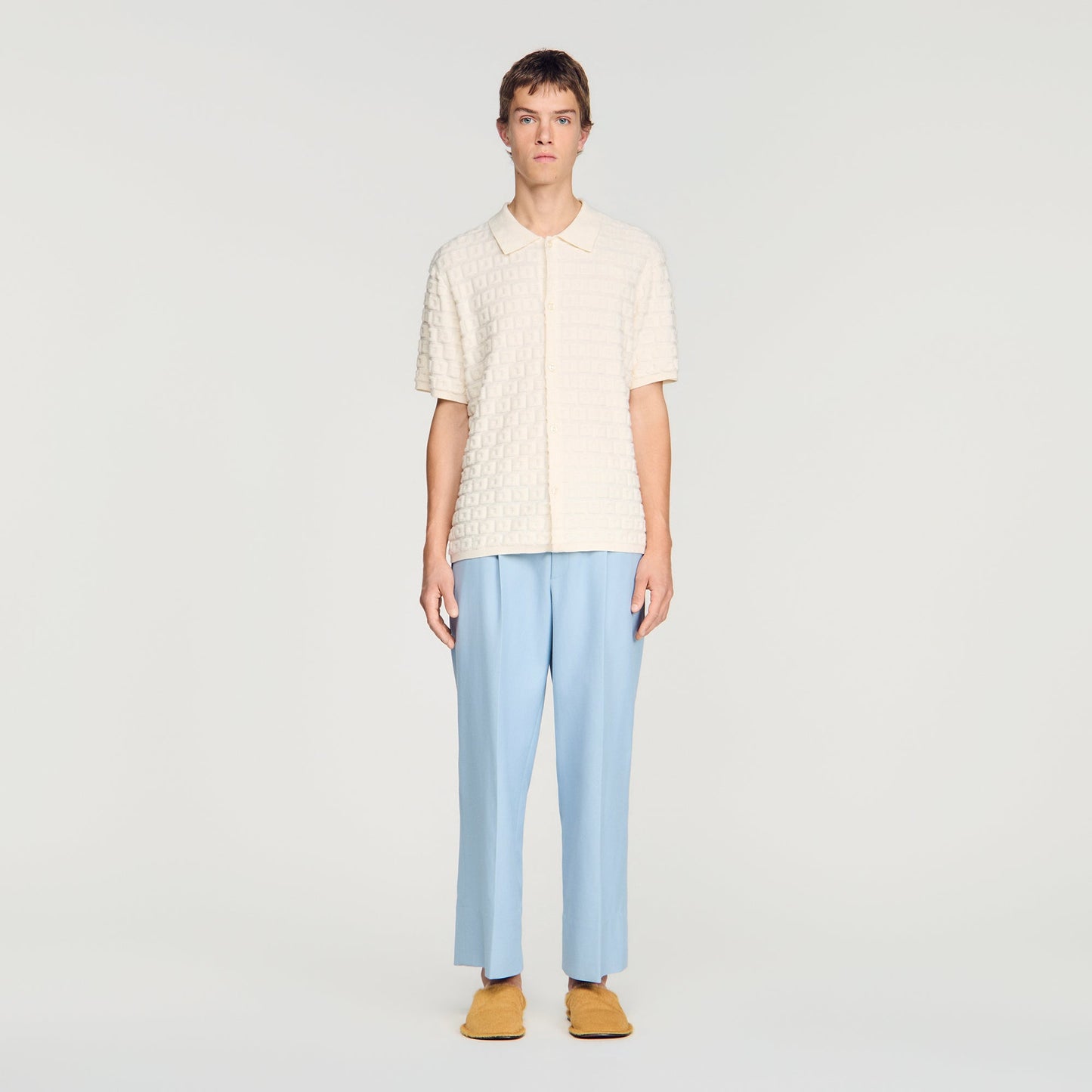 Sponge Shirt Mc Terry Knit Cardigan Ecru