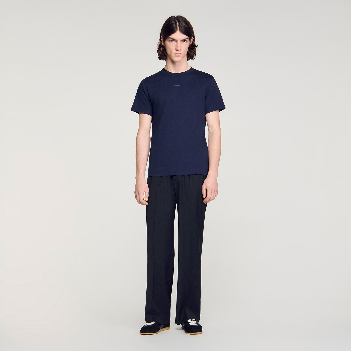 Sandro Logo Tee Cotton T-Shirt Navy Blue