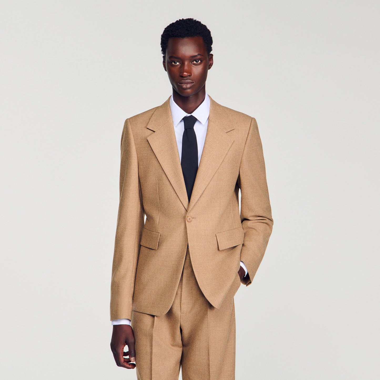 Mode Flannel Wool suit jacket Beige