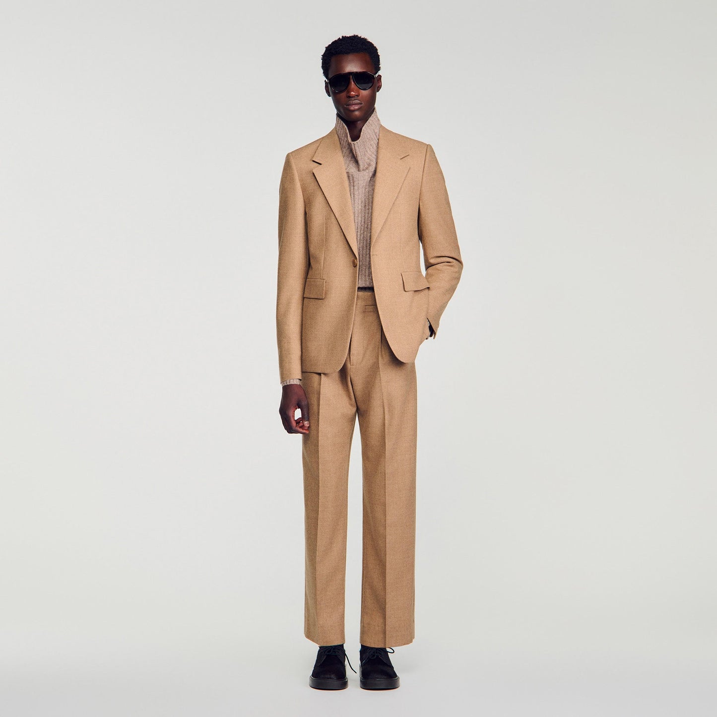 Mode Flannel Wool suit jacket Beige