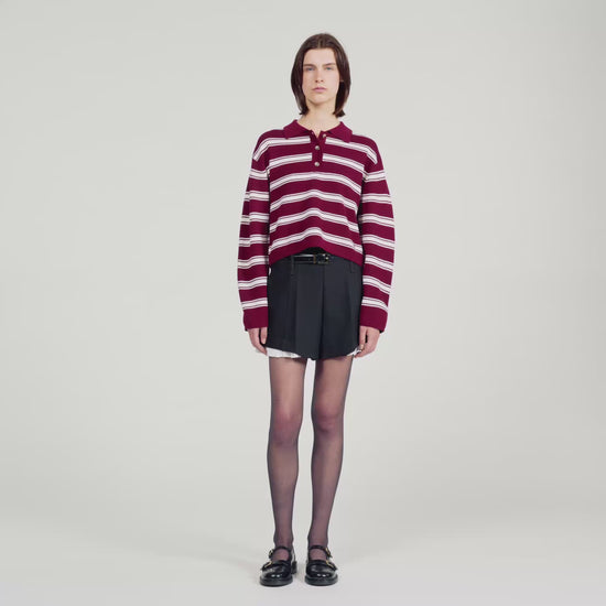 Stanislas Striped Polo Jumper Bordeaux