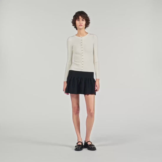 Maelya Cropped Two-Tone Dress Ecru / Black