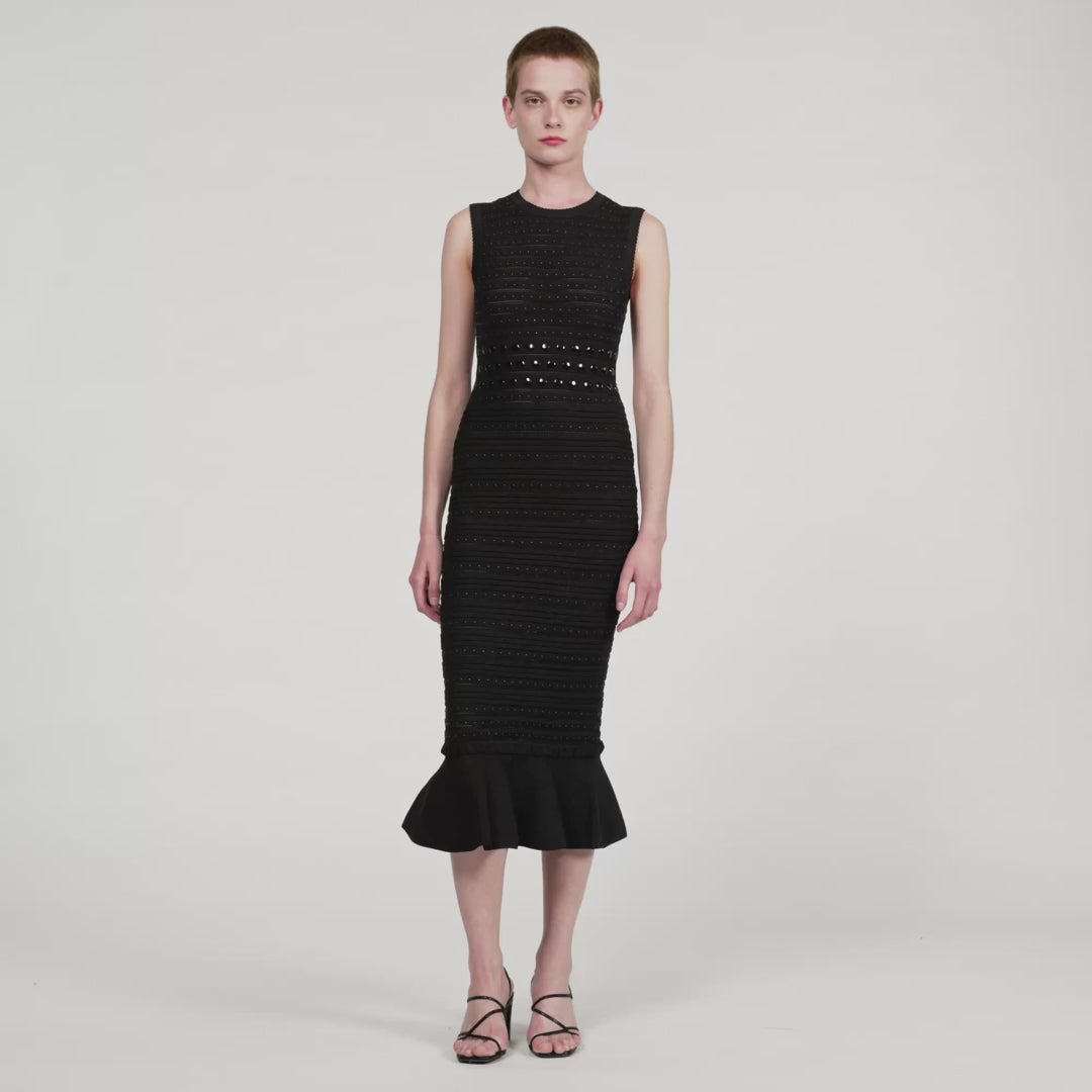 Nefertiti Knit Maxi Dress With Studs Black