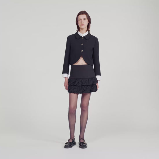 Zeline Short Ruffled Skirt Black