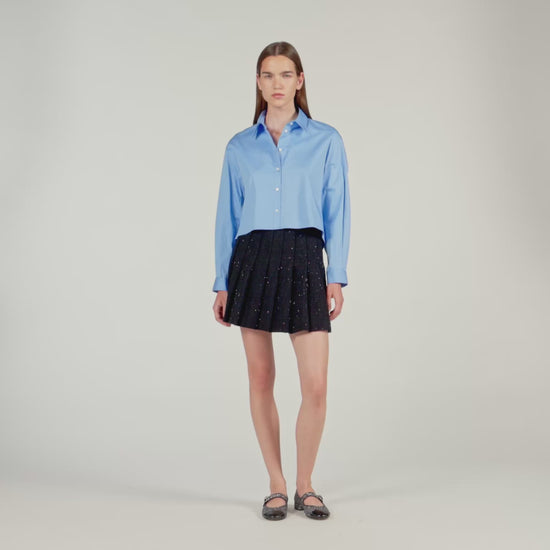 Henriette Short Tweed Pleated Skirt Black