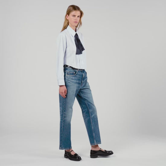 Marissa Cropped Shirt With Removable Tie Sky Blue