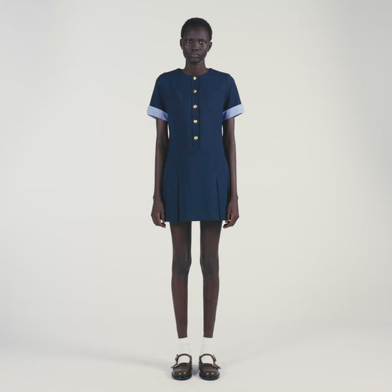 Suzie Short Pleated Dress Navy Blue