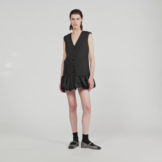 Aliette Short Tailored Dress With Ruffle Black