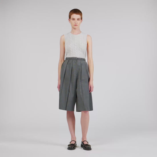 Pacey Pleated Long Shorts Grey