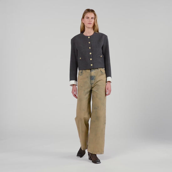 Tours Rhinestone Tailored Jacket Grey / Brown