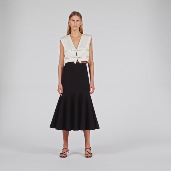 Amorea Long Ruffled Skirt Black