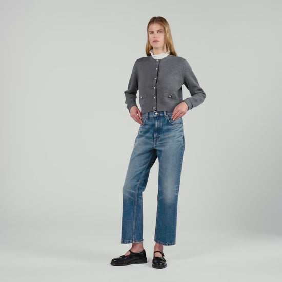 Meuna Cardigan With Ruffle Collar Grey