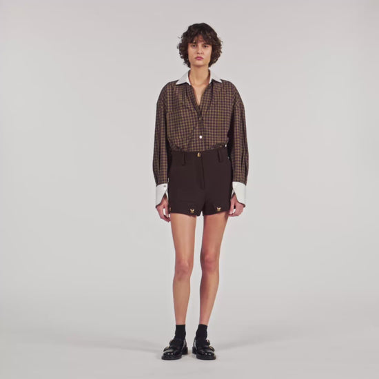 Valea Two-Tone Check Shirt Burgundy / Brown
