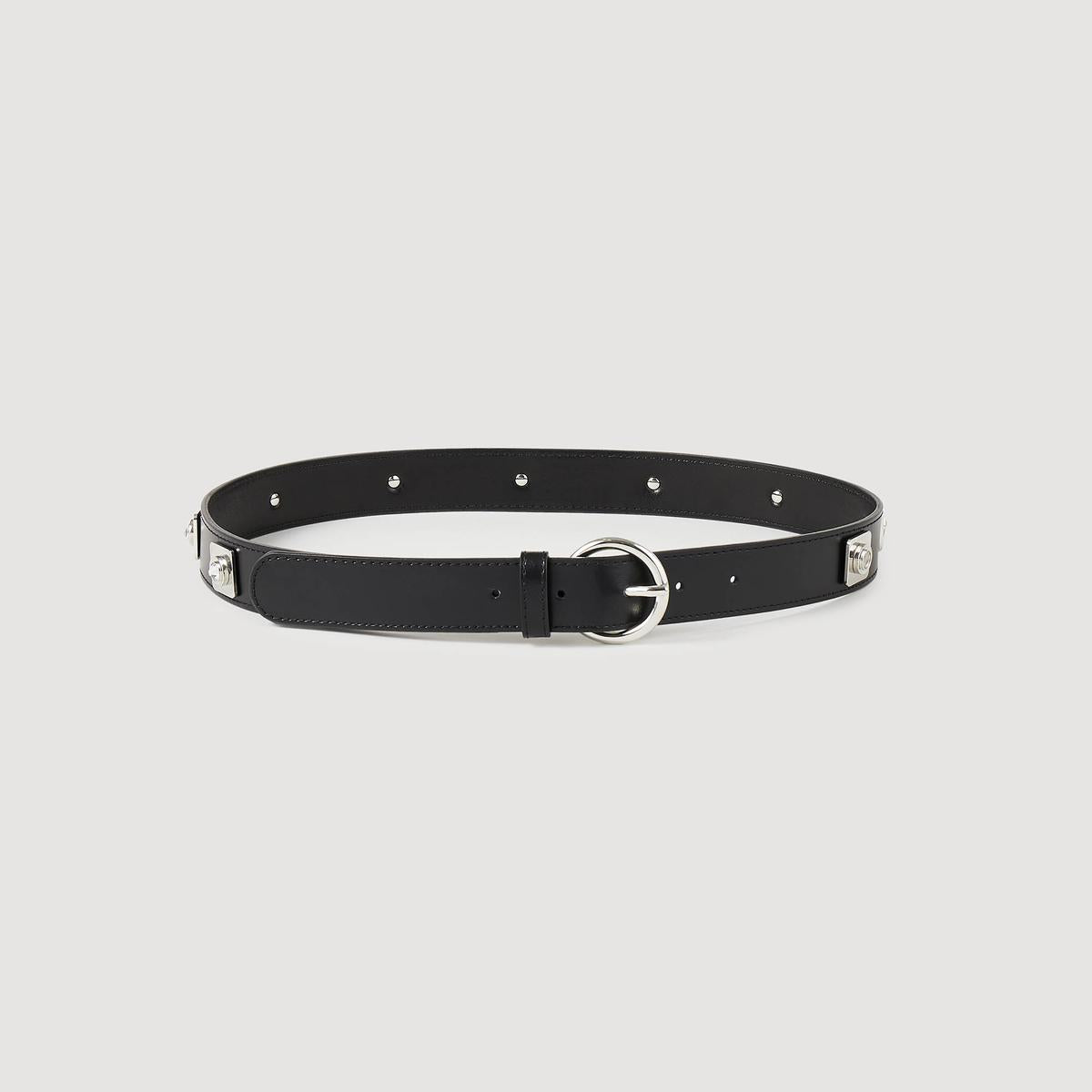 Leather Belt With Rivets Black
