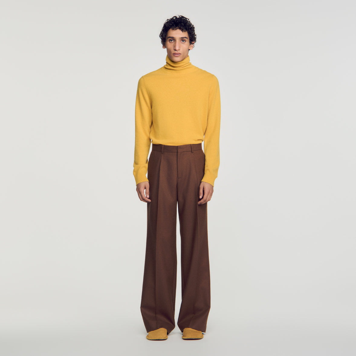Mode Flannel Wide-leg wool suit trousers Brown