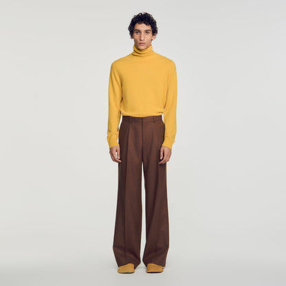 Mode Flannel Wide-leg wool suit trousers Brown