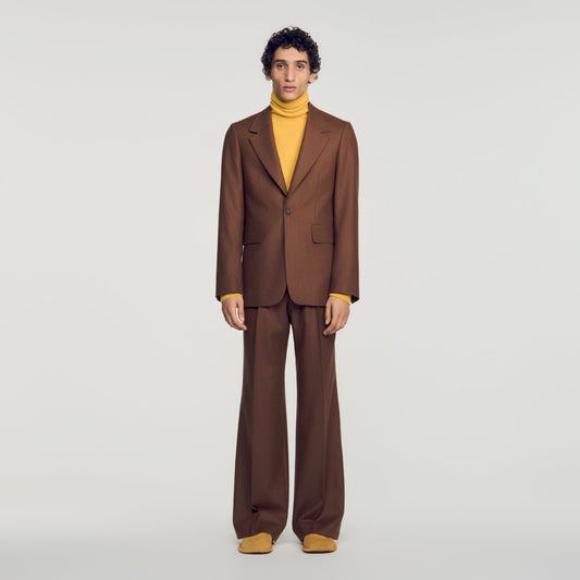 Mode Flannel Loose wool suit jacket Brown