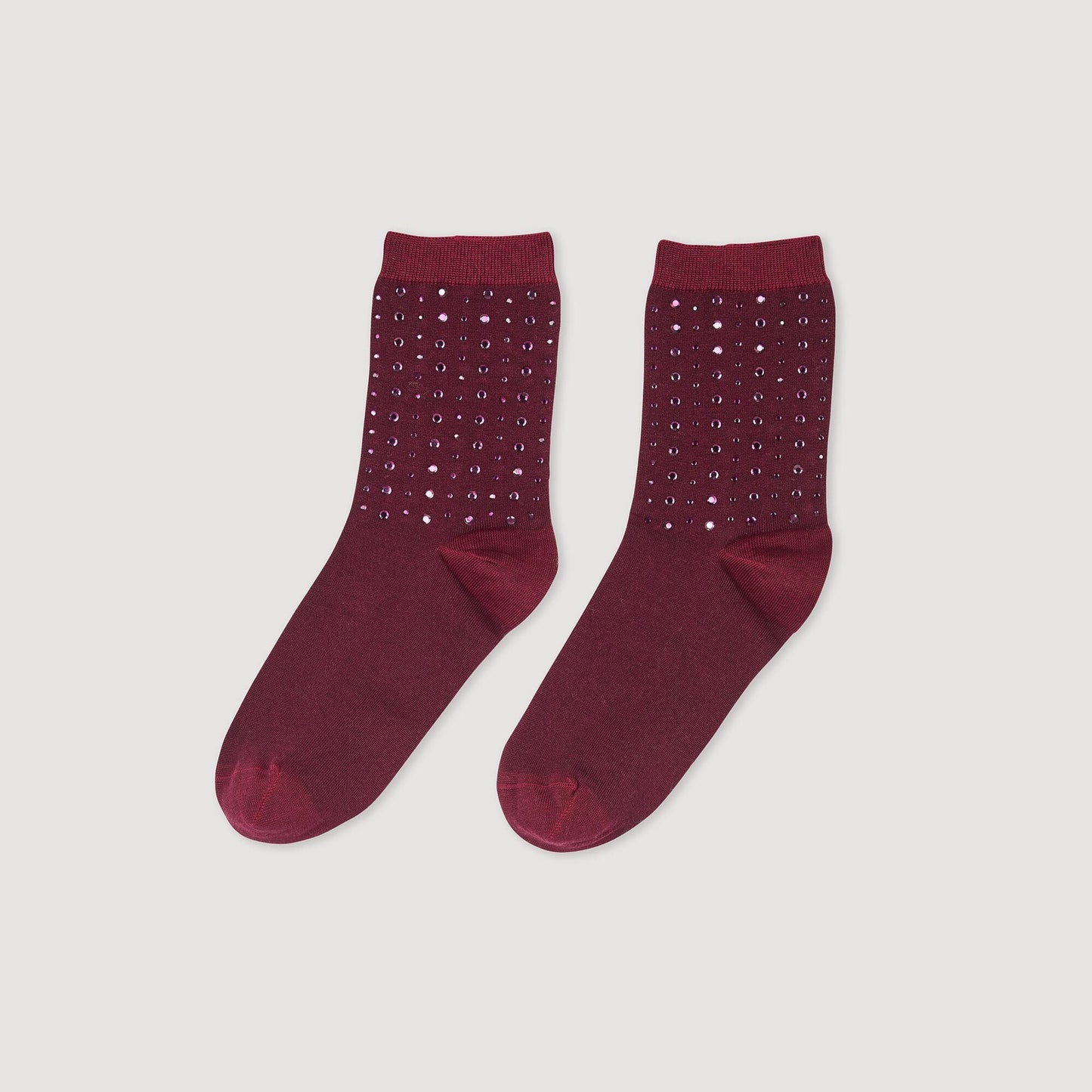Rhinestone Socks Bordeaux