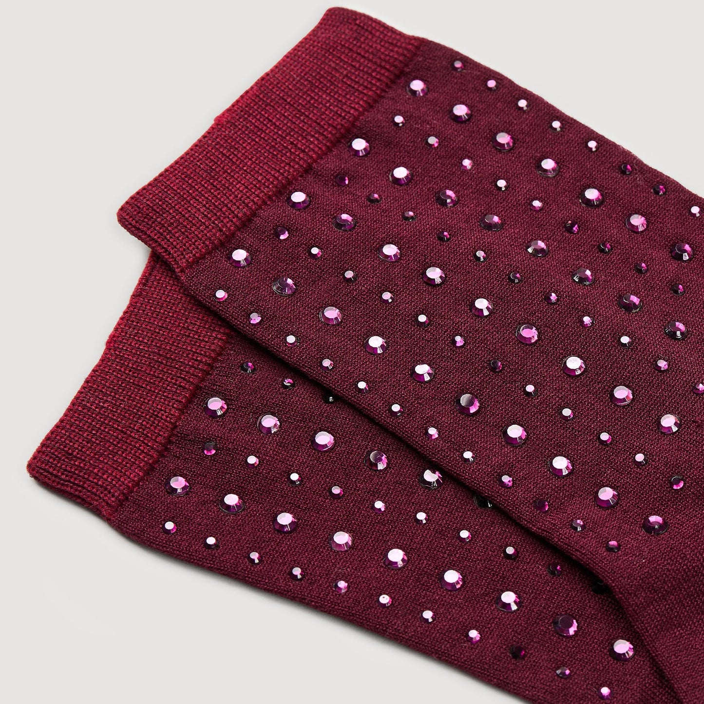 Rhinestone Socks Bordeaux