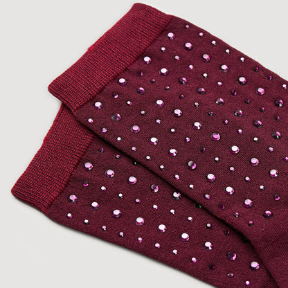Rhinestone Socks Bordeaux