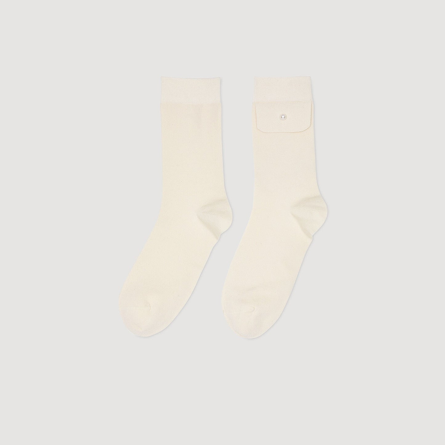 Socks With Bead Detail Ecru