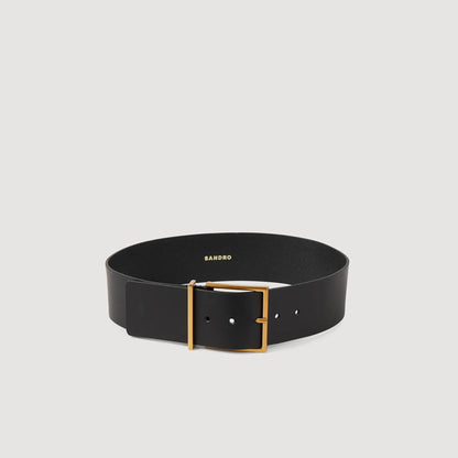 Wide Leather Belt Black