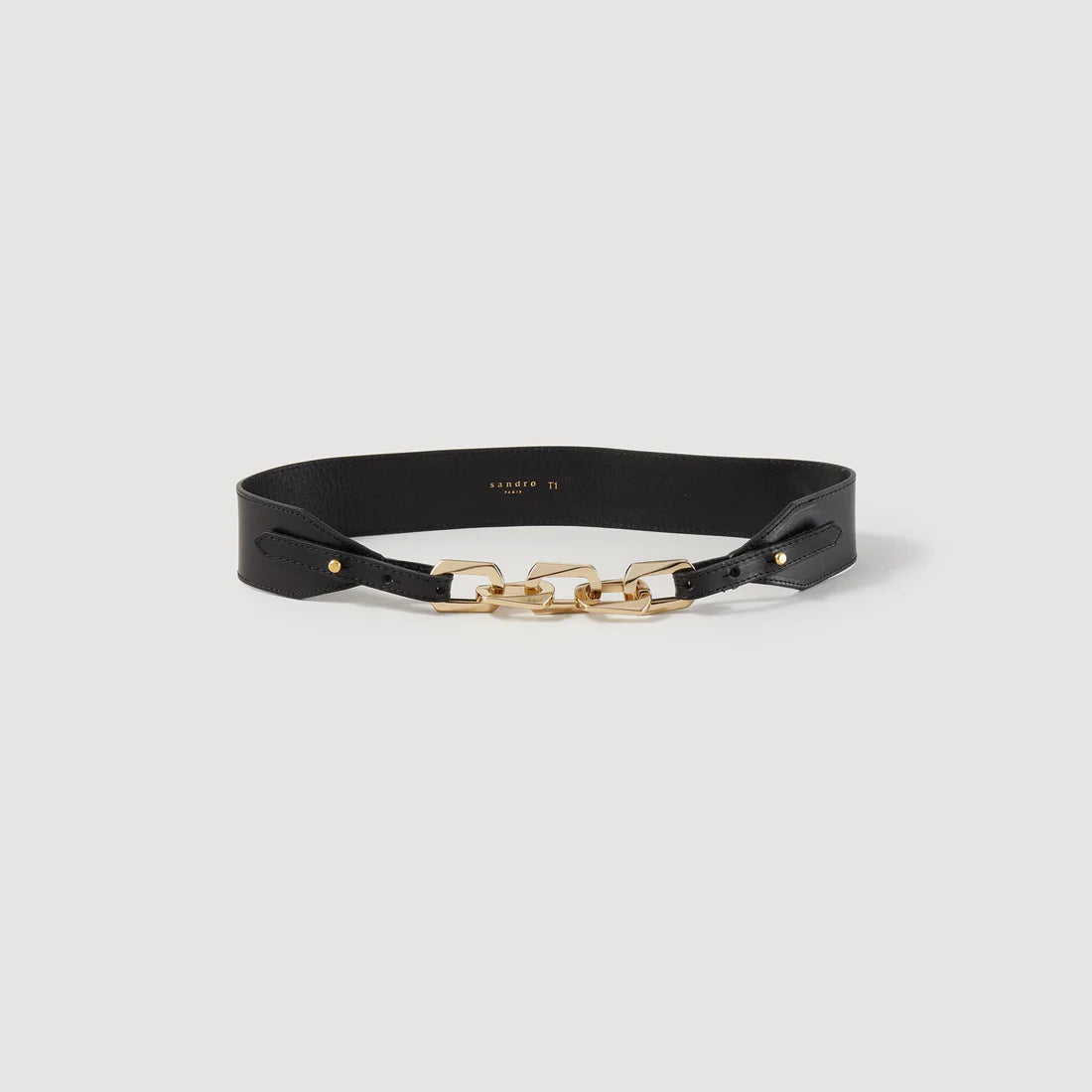 Leather Belt With Chain Black