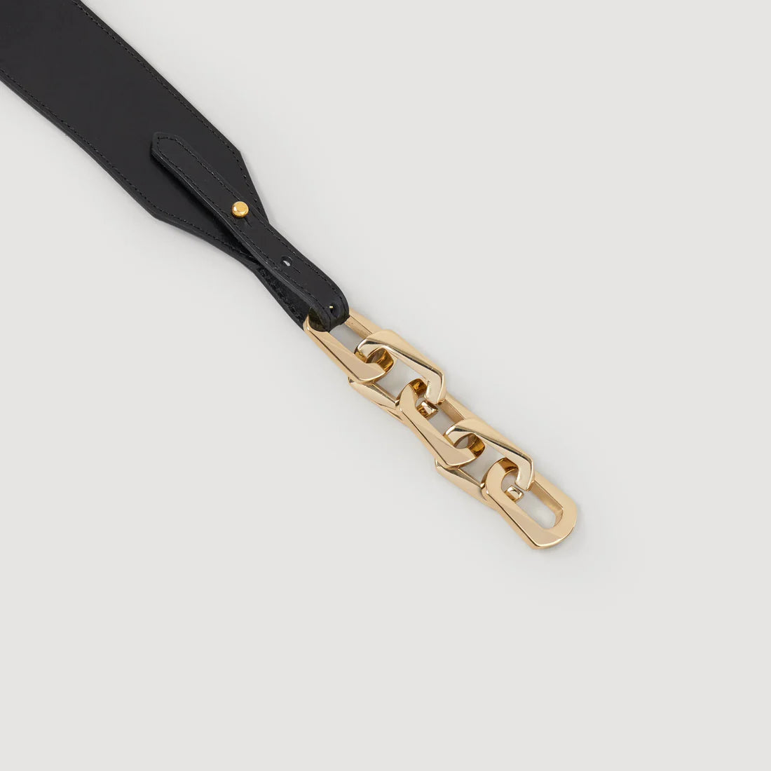 Leather Belt With Chain Black