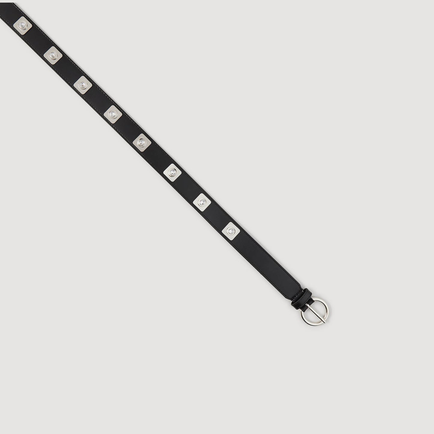 Leather Belt With Rivets Black