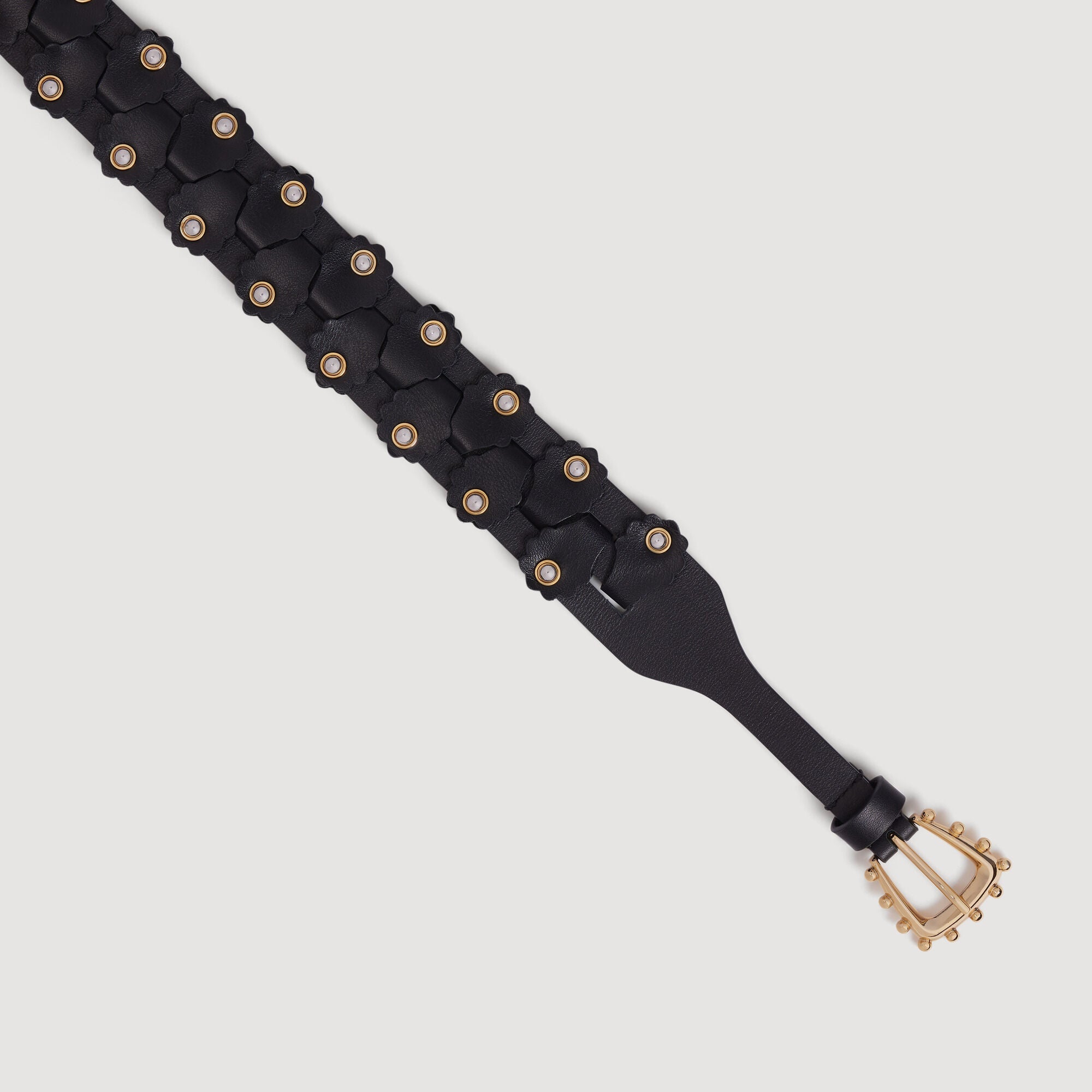 Baltybelt Interlaced leather belt with studs Black