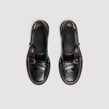 Multi-Buckle Open Derbies Black