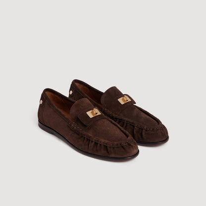 Antoine Suede loafers with clasp Brown