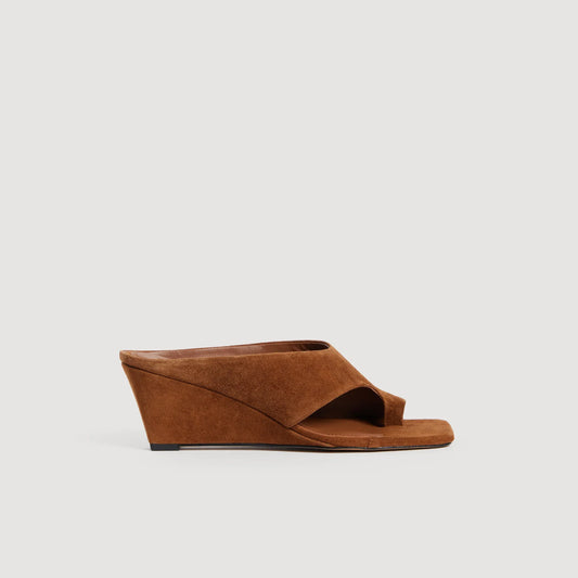 Leia Suede Wedge Sandals Brown