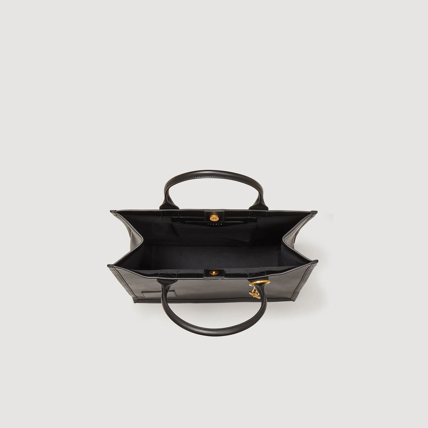 Leather Tote Bag With Chain Jewellery Black