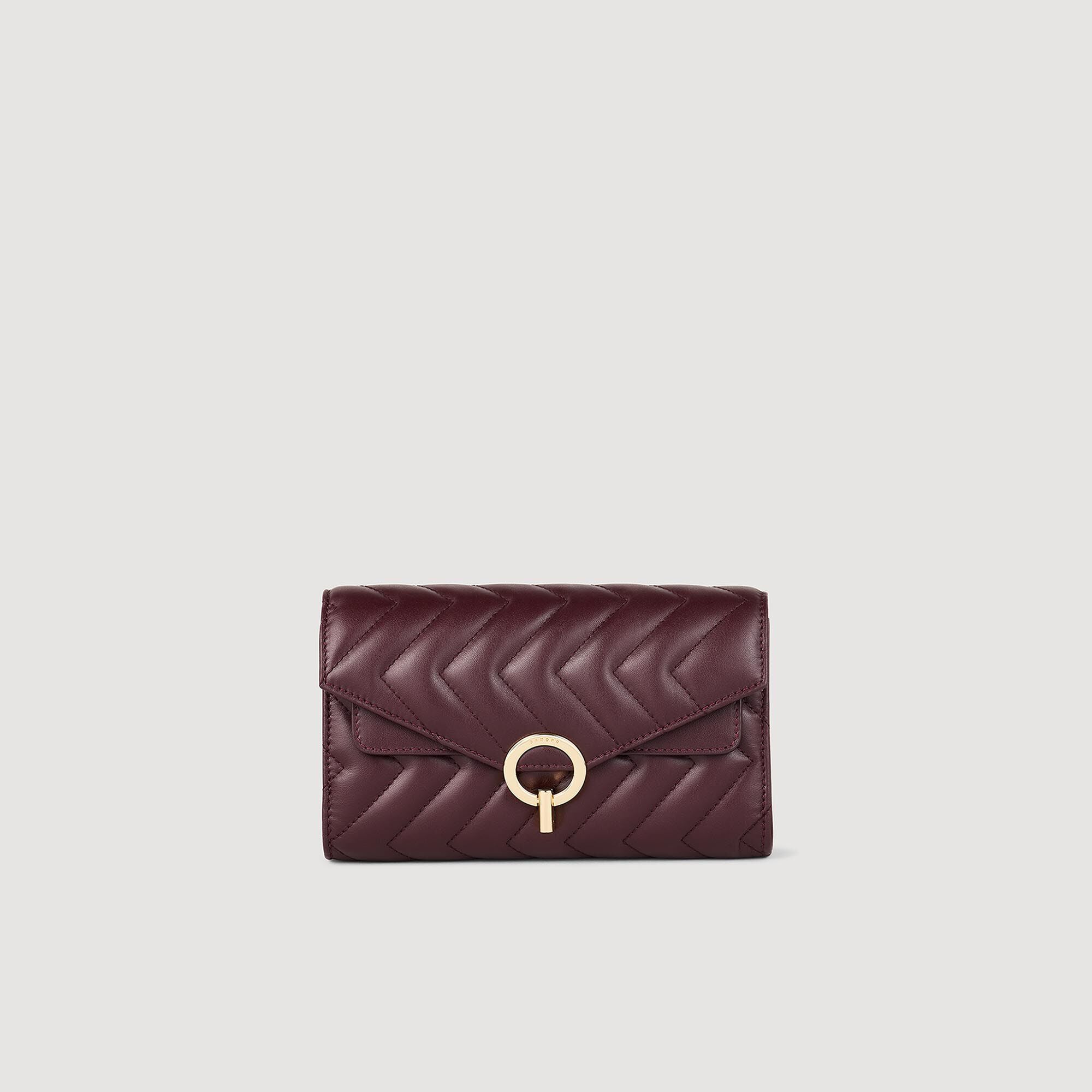 Leather Crossbody Clutch Bag Bordeaux